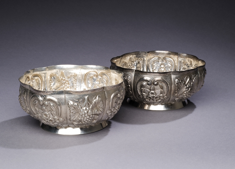 Mexican Colonial Lobed Bowls with Floral Motif